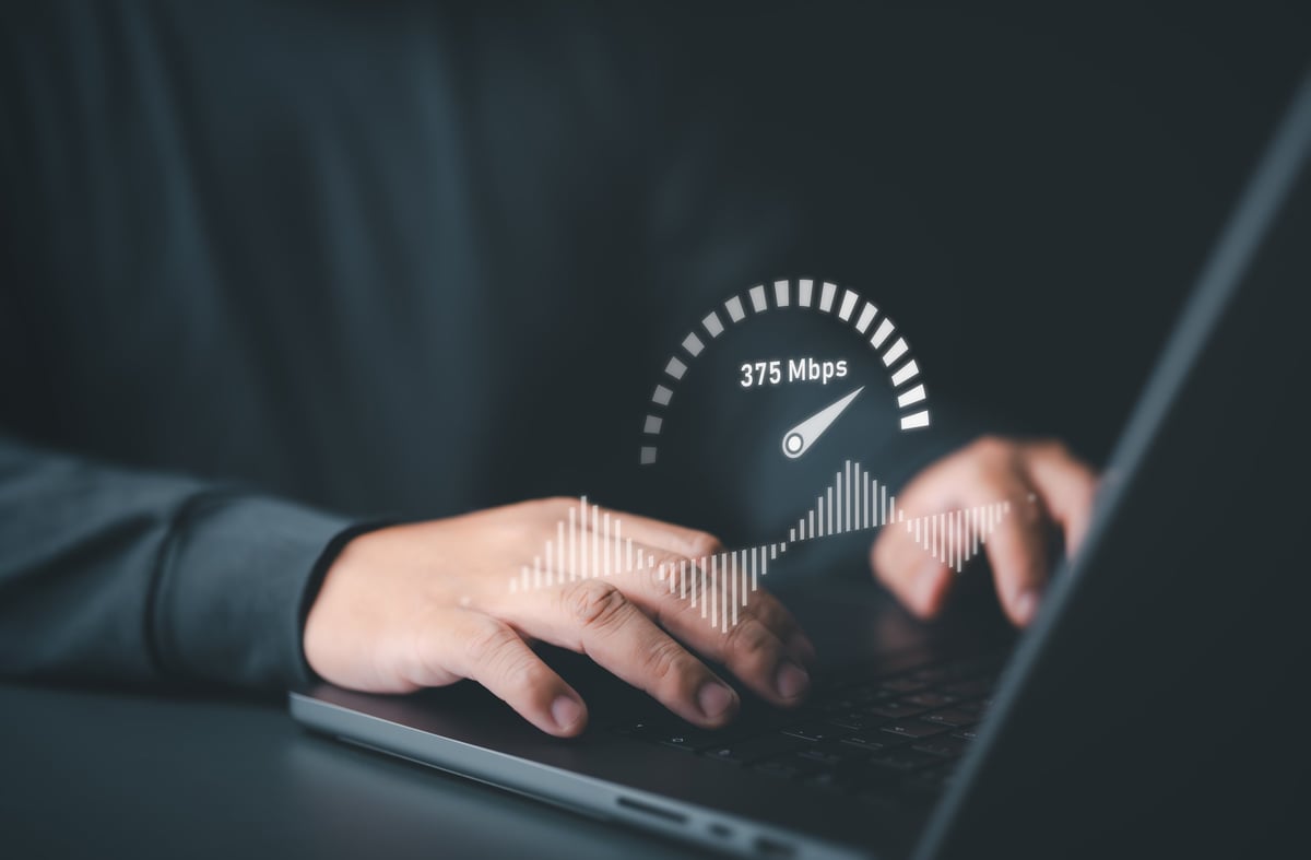 Speed test for internet and website performance on a laptop