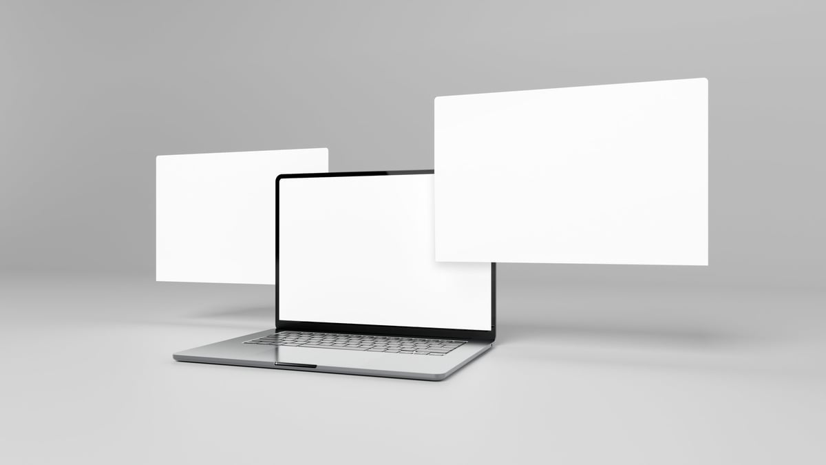 Three laptop screens web design mockup