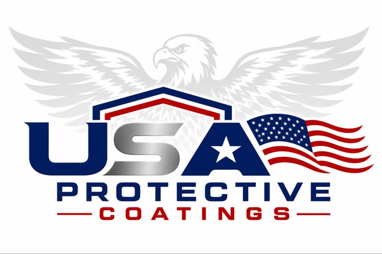USA Protective Coatings logo featuring an eagle with spread wings, shield, and American flag